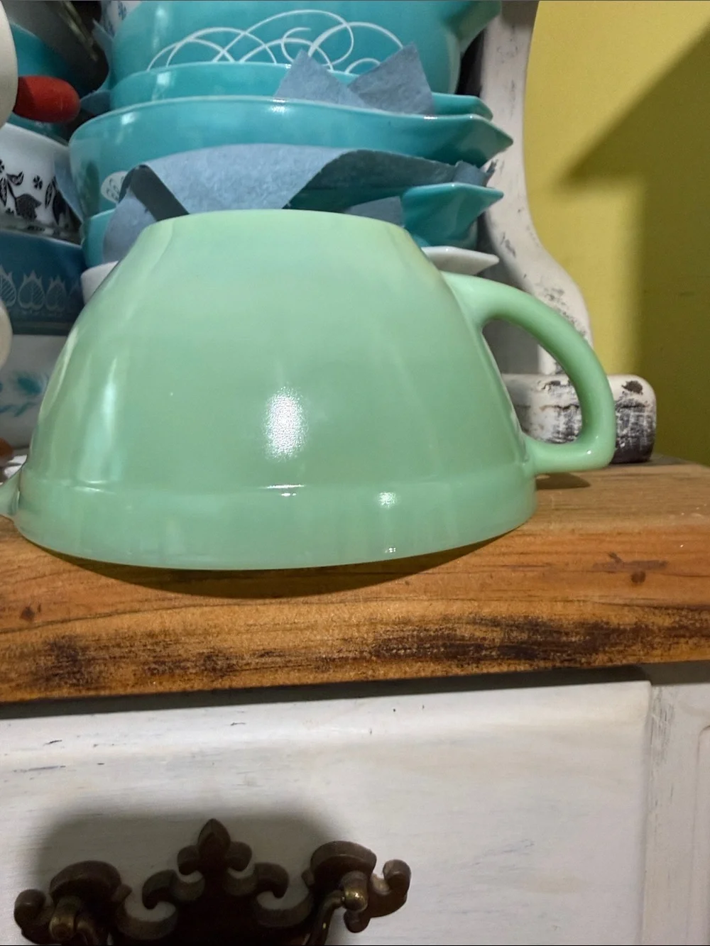 Fire King Jadeite Green Mixing Bowl with Spout and Handle